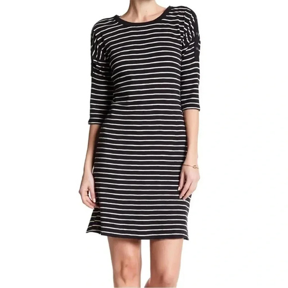 Tommy Bahama Cassie Navy Blue Striped Sheath Dress Sz Large - Picture 1 of 6